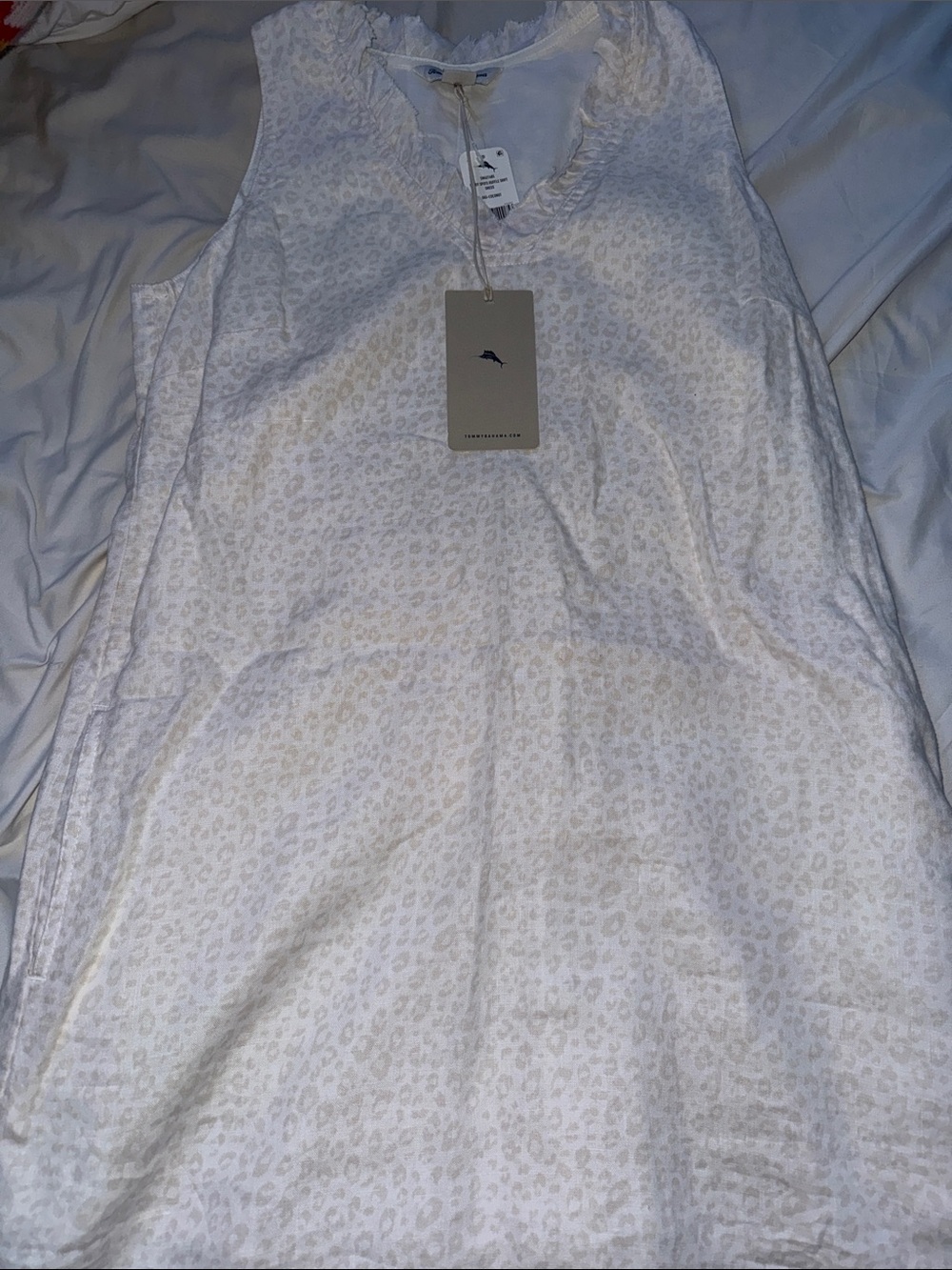 Tommy Bahama White Lightweight Top with Embroidered Logo